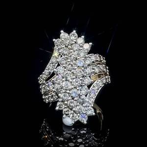 4.00 Carat Diamond Cluster Cascade Triple Split Shoulder Shank Ring in Gold $4900 VIDEO