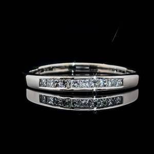 Diamond Princess Channel Band in 14k White Gold, Slim Ring - Perfect for Stacking