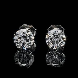 2.17 Carat Diamond Round Brilliant Cut Solitaire Stud Earrings in 14k White Gold - Excellent Cut, w IGI Certification Report $5,250 Retail VIDEO