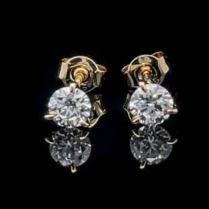 0.55 Carat Round Brilliant Cut Diamond Three-Prong Martini Stud Earrings in 14k Yellow Gold $1,679 Retail