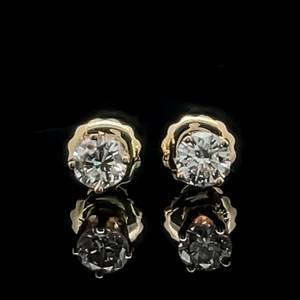 0.50 Carat Classic Diamond Round Brilliant Cut Solitaire Stud Earrings in 14k Yellow Gold, Screw Backs, Elegant Tulip Prong Setting $1,599 Retail
