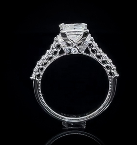 Verragio Designer 1.36 Carat Diamond Princess Solitaire & Round Brilliant Cut Classic Ring in 14k White Gold $6,500 VIDEO