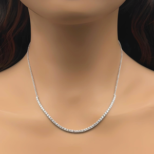 1.51ct Diamond Tennis Necklace w. Cable Chain Made in ITALY, 14k White Gold w Extension $4950 Retail VIDEO
