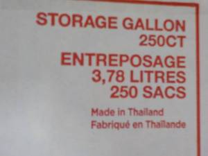 250 ct Ziploc Gallon Storage Bags...