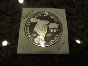 1983-S Los Angeles 23rd Olympics (Discus Thrower) Silver Commemorative Dollar