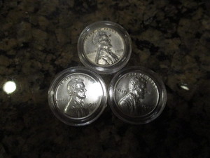 Set of 1943 WWII Emergency Issue Steel Pennies (Philadelphia, Denver and San Francisco Mint)