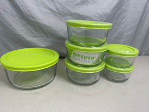 6 New Anchor Glass Food Storage Containers with Lids