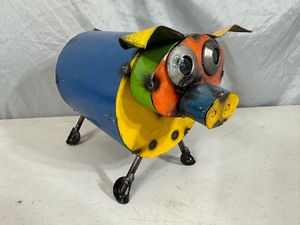 New Recycled Metal Pig with Curly Q Tail