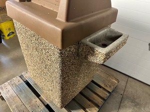 Commercial 53 Gallon Outdoor Concrete Trash Can  Receptacle with Lid and Ash Tray