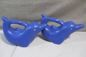 lot 85 image: Set of 2 Blue Dolphin Plastic Watering Cans