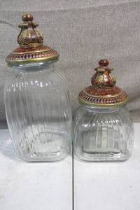 lot 132 image: Pair of Large Glass Jars w Sealing Lids
