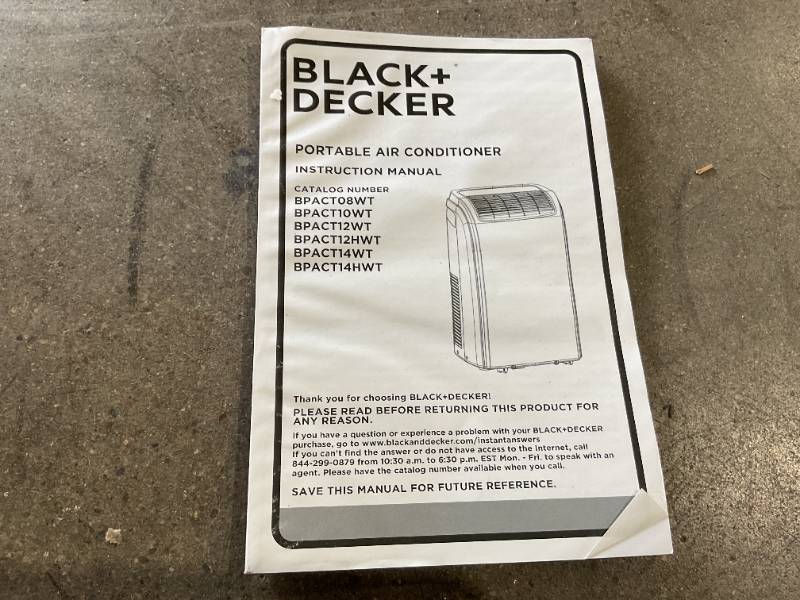 BLACK+DECKER BPACT10WT Portable Air Conditioner, 5,500 BTU DOE