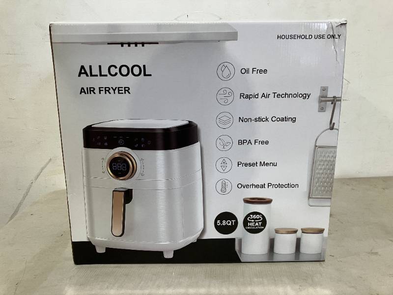 ALLCOOL 5.8 QT. White 1700W 8-in-1 with Touch Screen Airfryer Oven