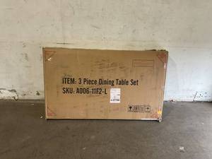 lot 103 image: AWQM Industrial BrownBlack Metal Dining Room Table and 2-Benches