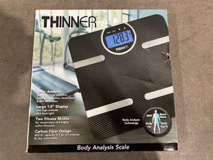 lot 169 image: Thinner by Conair Black Bathroom Scale for Body Weight