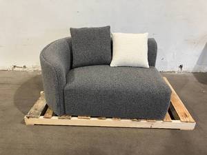 lot 138 image: (NOW COMPLETE SOFA) Acanva Luxury Pearl Boucle Dark Gray Upholstered Modern Style Sofa Sectional