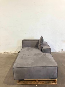 lot 141 image: Charcoal Upholstered Chaise Sofa