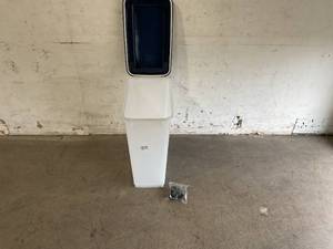 lot 128 image: IRIS USA 35 Lbs WeatherPro Airtight Pet Food Storage Container with Attachable Casters