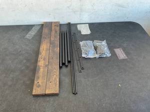 lot 272 image: MAWEW Black IronRustic Wood Hanging Pot Rack