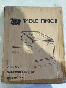 lot 233 image: Table Mate II Black Adjustable TV Tray Table with Cup Holder