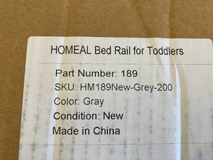 lot 235 image: HOMEAL Grey Linen Fabric Bed Rail for Toddlers
