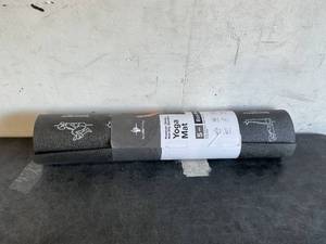 lot 296 image: NewMe Fitness 5mm Thick Large Black Yoga Mat with 70-Printed Yoga Poses