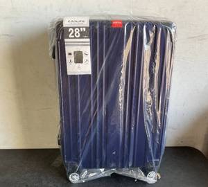 lot 385 image: Coolife 28 Inch Navy Blue Expandable Spinner Suitcase