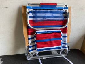 lot 387 image: Raise Your Game Portable Backpack Beach Chair with 5 Positions, Storage Cup Holder and Bottle Opener