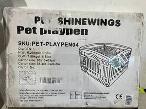 lot 300 image: PET SHINEWINGS 4-Panel Black Pet playpen with Door