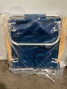 lot 313 image: Raise Your Game Blue Portable Backpack Beach Chair with 5 Positions, Storage Cup Holder and Bottle Opener