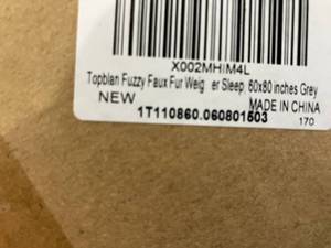 lot 341 image: Topblan Grey Faux Fur 12 lbs. Weighted Queen Size Blanket with Premium Sherpa Fleece