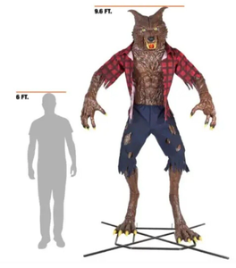 lot 1 image: Home Accents Holiday 9.5 ft. Grave & Bones Giant Sized Animated Immortal Werewolf with LifeEyes LED Eyes