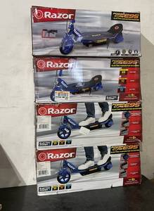 lot 33 image: LOT OF 4 Razor Blue Power Core E95 Electric Scooters