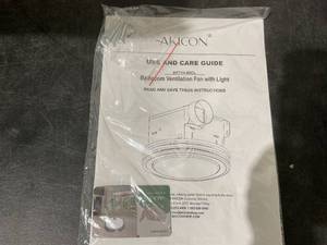 lot 39 image: Akicon Ultra Quiet Matte Black Round Bathroom Exhaust Fan with Frosted Glass LED Light