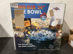 lot 40 image: Flame King 24 Inch Black Portable Smokeless Propane Fire Bowl