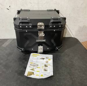 lot 42 image: TEMSONE 45L Universal Motorcycle Tail Box with Backrest & Handle