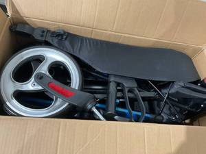 lot 45 image: ELENKER Blue Upright Folding Rollator Walker with Adjustable Backrest, 10 Front Wheels and Compact Design