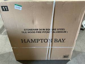 lot 48 image: Hampton Bay Stoneham Square Steel Wood Fire Pit with Tile Top