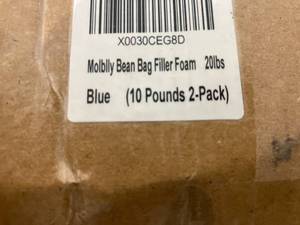 lot 425 image: Molblly 2-Pack 10lbs Blue Premium Shredded Memory Foam Bean Bag Filler