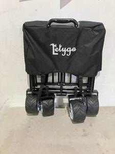 lot 439 image: Letygo Foldable Collapsible Blue and Grey All-Terrain Beach Wagon with Big Sand Wheels