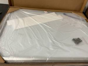 lot 396 image: Swansea 38 x 28 inch Enclosed WhiteSilver Locking Bulletin Board