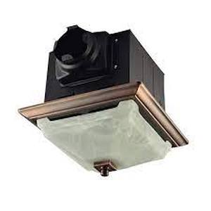 lot 50 image: LIFT BRIDGE KITCHEN & BATH Decorative Oil Rubbed Bronze 110 CFM Ceiling Bath Fan with Light and Glass Globe