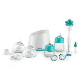 lot 44 image: Nanobebe Baby Bottle Complete Starter Set, for Breast Milk and Formula, Anti Colic, Baby Shower Registry Gift, for Newborn, Infant and Baby - Teal