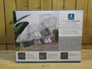 lot 45 image: Stackable Shoe Sneakers Box & Organizer 4 Pack
