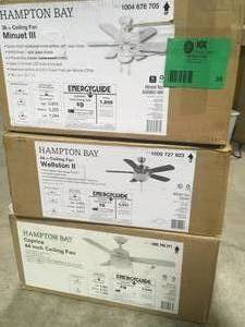 lot 35 image: Lot of assorted Hampton Bay Ceiling Fan Various models and conditions customer returns review pictures