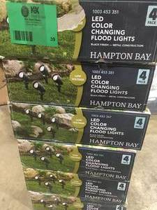 lot 39 image: Lot of 6 New Hampton Bay 4.5-Watt Black Adjustable Light Color Outdoor LED Landscape Flood Light 4-Pack