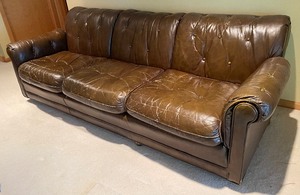 lot 155 image: Brown Leather Sofa  Couch