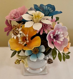 lot 146 image: Petite Porcelain Vase with Enamel Florals by Ted Arnold