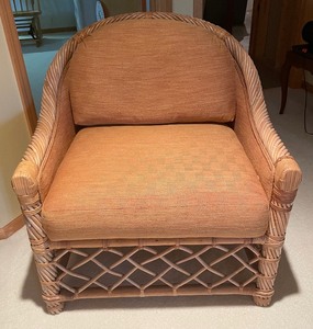 lot 113 image: Vintage Rattan Chair and Ottoman