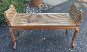 lot 169 image: Cane Accented Wooden Bench
